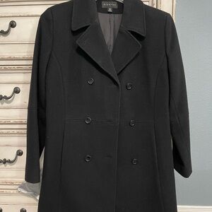 Braetan Black Pea Coat with Notched Lapels